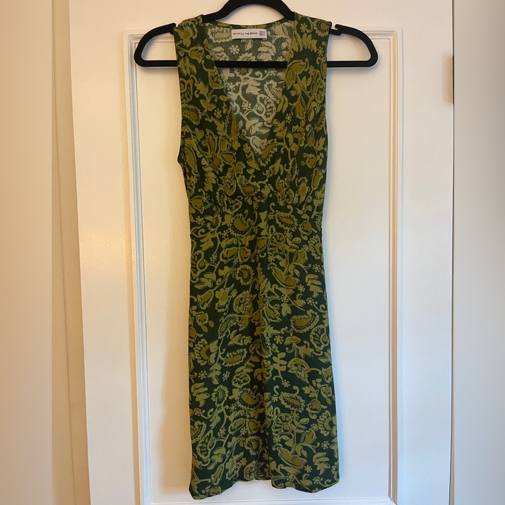 Faithfull the Brand Nadja Mini Dress in Rosella Floral Green Paisley — Small - Picture 3 of 6